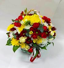 Цветочная композиция из Хризантемы и Розы в корзине #REPLACE_PRED# Ликино